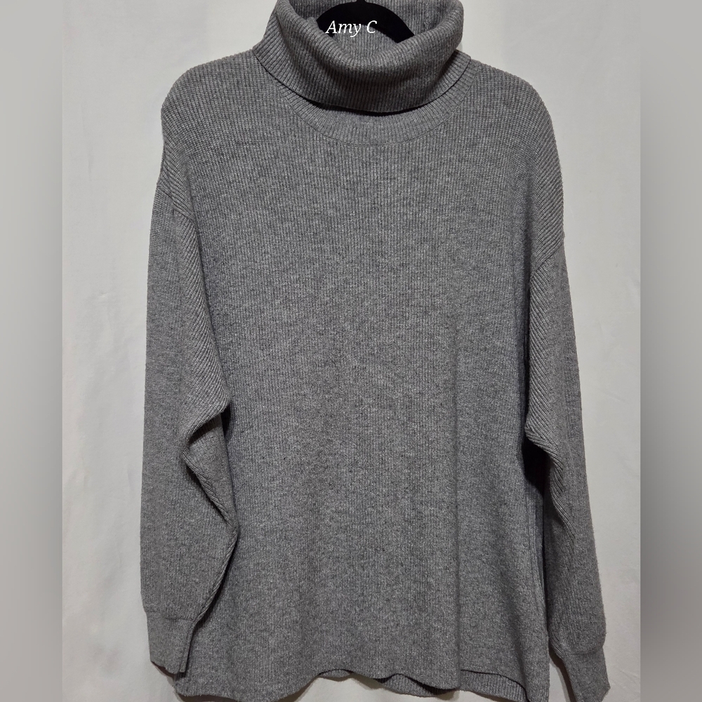 Free People Charcoal Turtleneck Sweater That Looks Like Its Inside Out.